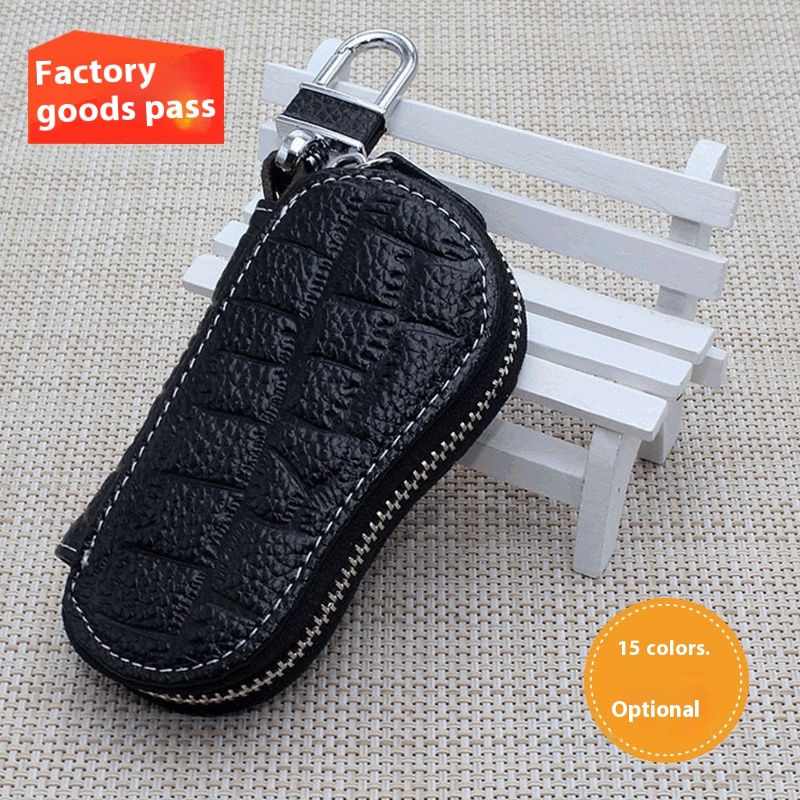 Hot-selling Cow Split Leather Crocodile Pattern Genuine Leather Car Key Bag With Crystal-encrusted Diamond Car Key Bag Multi-function