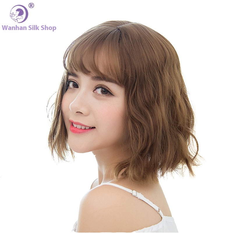Japanese And Korean Wigs For Women With Short Hair, Playful Air Bangs, Egg Roll Wigs, Realistic Short Curly Hair, Fluffy And Natural