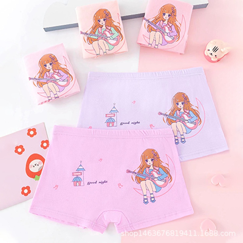 Children's Underwear R C Pure Cotton Breathable Cartoon Small, Medium And Large Girls' Baby Boxer Shorts Direct Sale