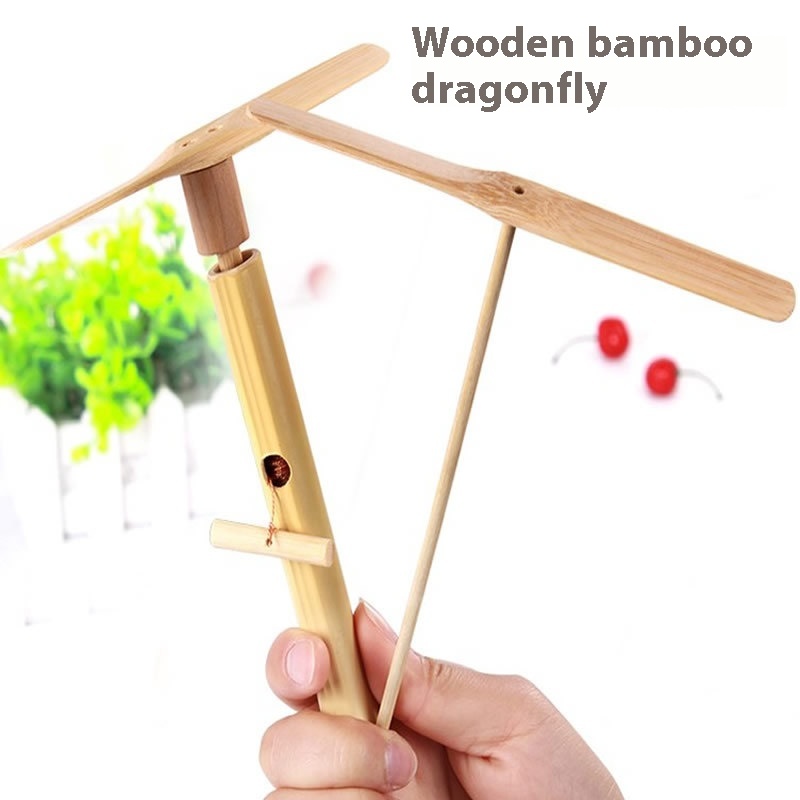 Bamboo Dragonfly Street Stall Luminous Bamboo Dragonfly Flash Flying Fairy Children's Toys Pull String Flying Saucer Bamboo Cicada