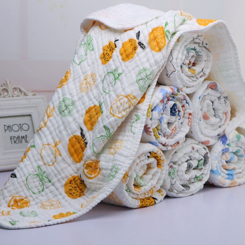 Six-layer Combed Cotton Washed High-density Gauze Bath Towel Printed Baby Quilt Baby Blanket6-layer Baby Wrap
