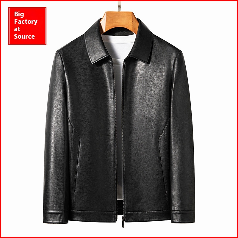 Enobani| High-end Men's Eco-leather Jacket Lapel Leather Jacket Men's| Thickness Optional2335