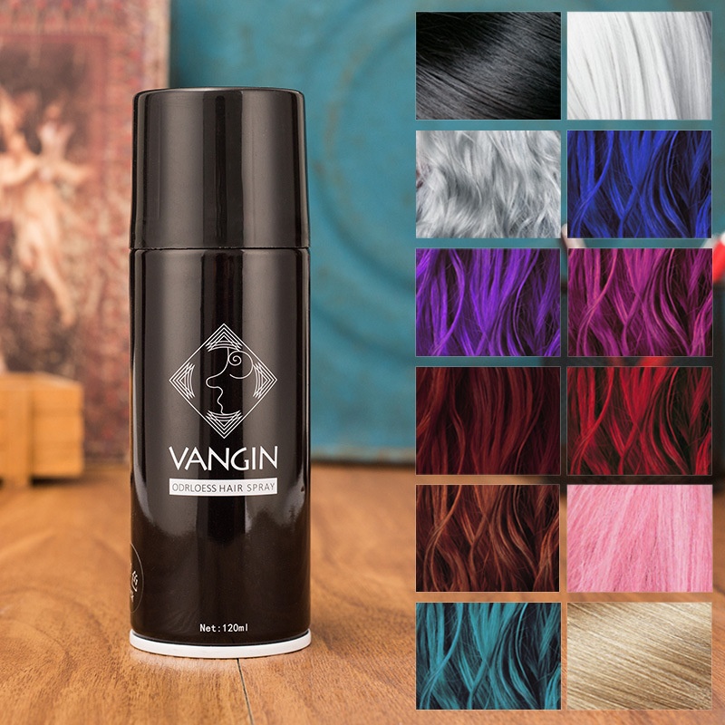 V A N G I N Disposable Hair Dyeing Spray Colored Hair Hair Spray Long-lasting Non-damaging Hair Black Washable Women