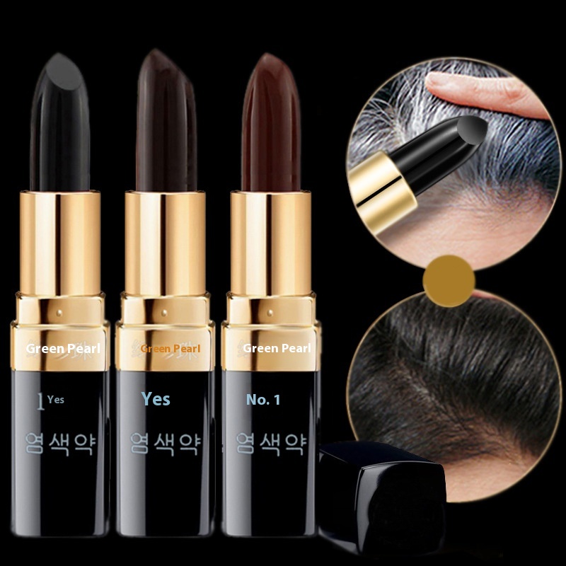 Export Green Pearl Pure Plant Covering White Hair Lipstick Style Hair Dye Pen Black Hair Dye Disposable Hair Dye Pen