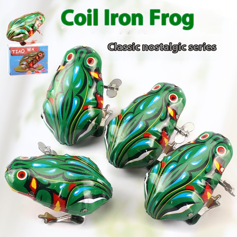 Tin Frog Nostalgic Clockwork Toy Baby Toy Wind-up Tin Frog Classic Tin Frog