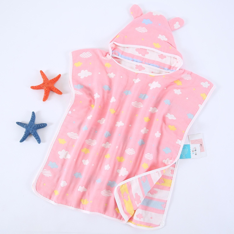 Four-layer Bathrobe, Gauze Bath Towel, Infant And Toddler Hooded Cloak, Kindergarten Bath Towel,