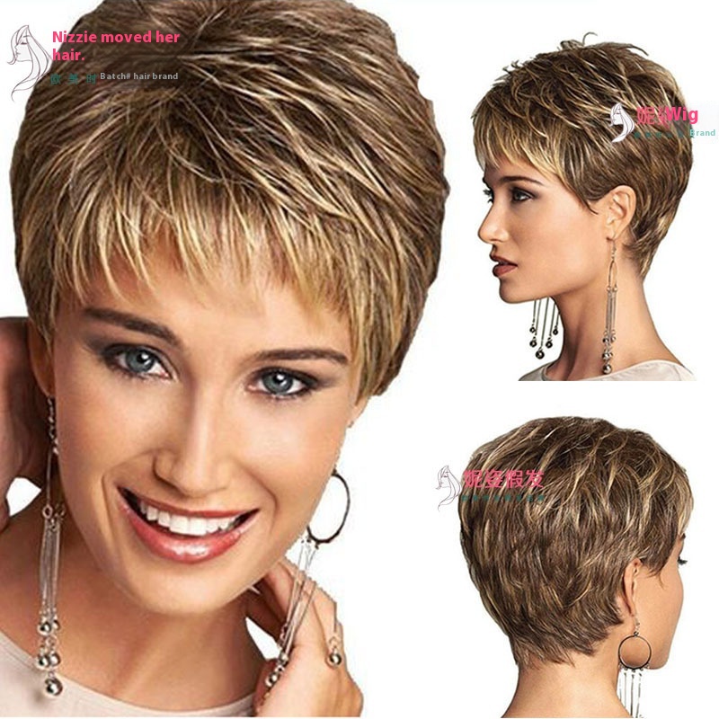 Exclusive For European And American Wigs For Women With Blonde Ladies Short Hair Rose Nets