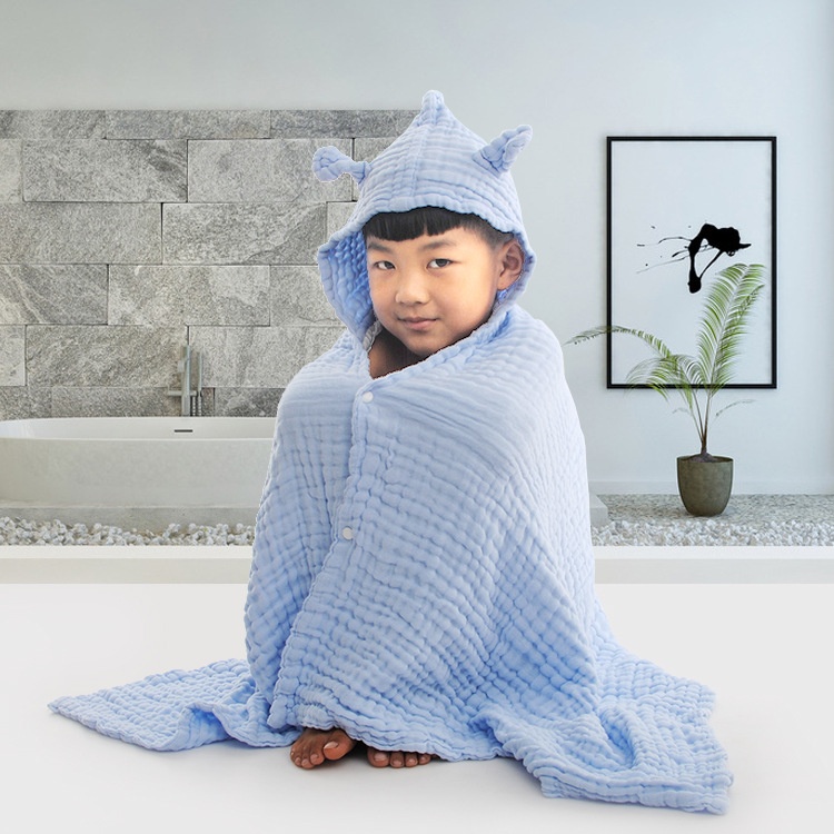 Children's Six-layer Gauze Bathrobe Cloak, Infant Gauze Hooded Bath Towel, Baby Cotton Gauze Swaddling Quilt