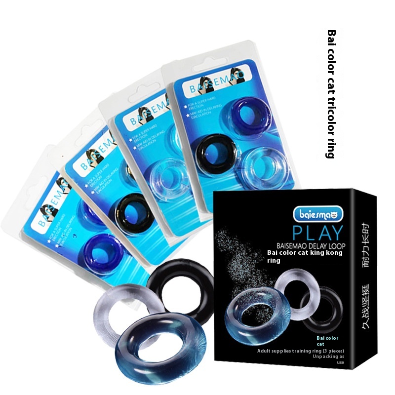 Men's Three-color Locking Sperm Ring, Silicone Sheep Eye Ring, Foreskin-resistant Compound Ring, Crystal Ring, Penis Erotic Adult Product