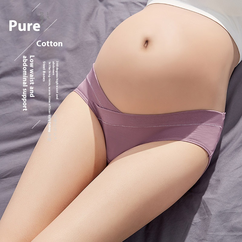 Maternity Underwear Prenatal Belly Support Pure Cotton Breathable Underwear Pregnancy Large Size Combed Cotton Low Waist Underpant