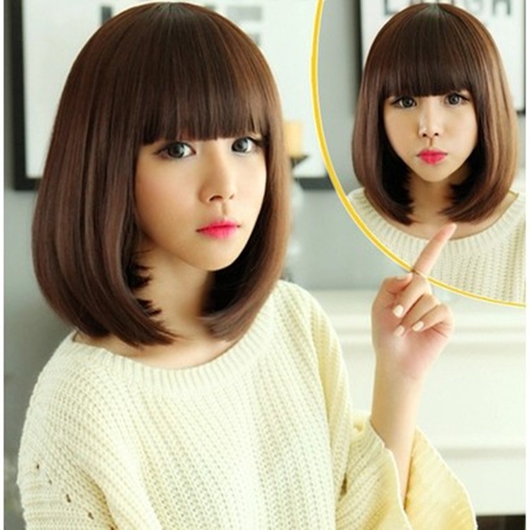 Yiwu Wig Short Hair Women's Wig Full Bangs Fluffy Bobo Head Realistic Pear Headband Hair