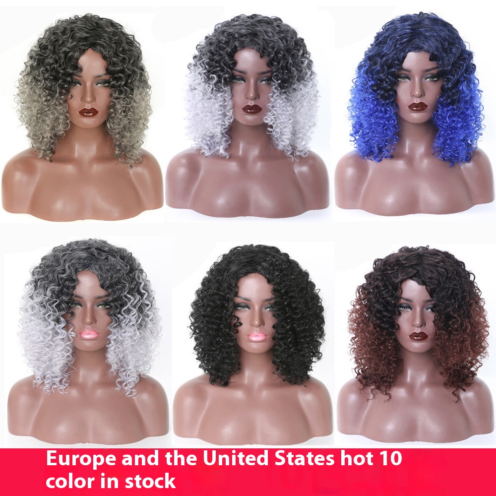 European And American Short Curly Hair Wigs African Ladies Small Curly Wigs Deep Curly Foreign Trade Wig Short Hair Wigs