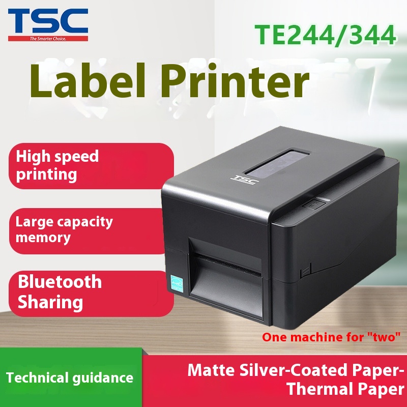 T S C Label Printer T E344/244 Tag Washable Label Thermal Self-adhesive Matte Silver Sticker Barcode Printer