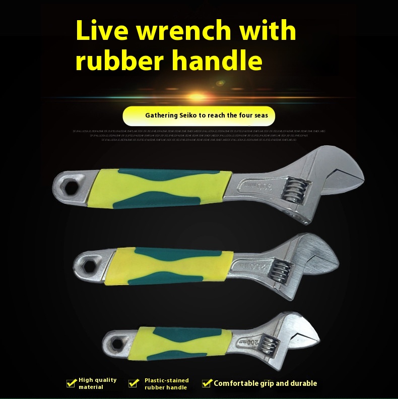Goods8 Inches10 Inches12 Inches Rubber Handle Adjustable Wrench Metric Large Open Dual Purpose Wrench Universal Wrench