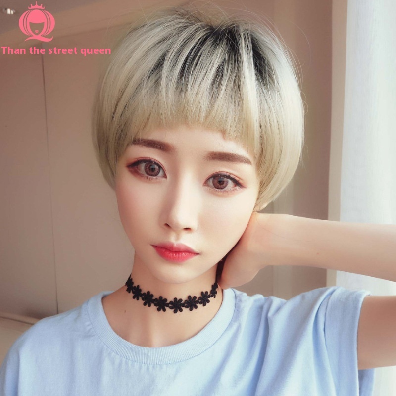 Yiwu Wig Wig Female Short Hair Bobo Head Realistic Face Shaping Handsome Wig Set Style Yiwu