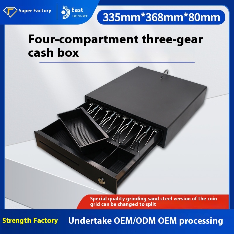 Dongwei335 D Cash Register Cash Box Four-grid Three-speed Cash Register Box Cash Register/supermarket Cash Box P O S Machine Cash Box Safe