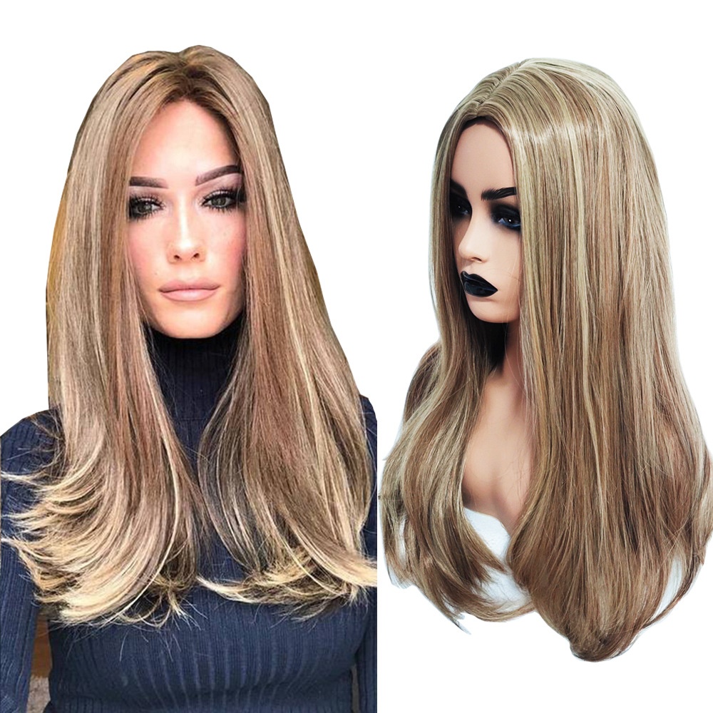 Foreign Trade Wig Dery European And American Fashion Wig High Temperature Silk Gradient Long Curly Hair Ladies