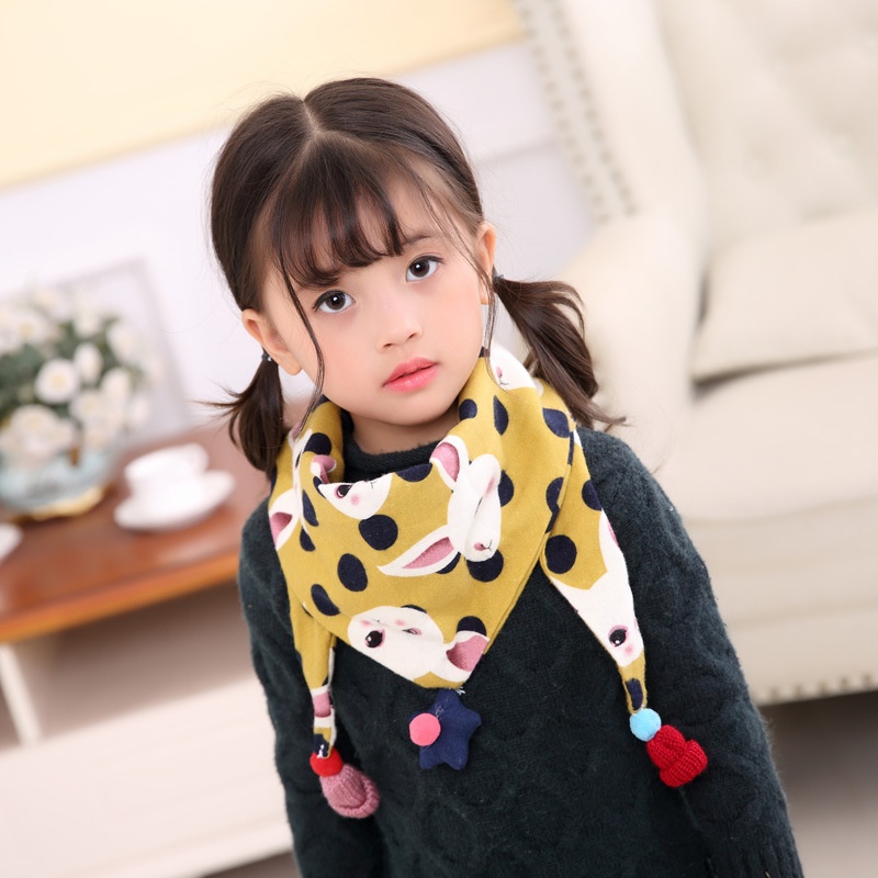 Korean Style Cotton And Linen Double-layer Children's Silk Scarf For Boys And Girls In Spring, Summer And Autumn Triangle Scarf, Versatile And Warm