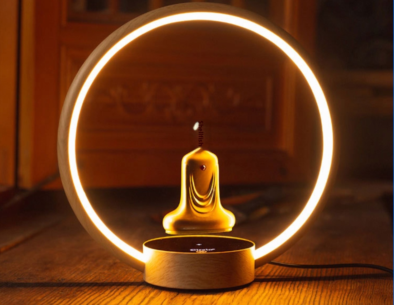 Magnetic Levitation Buddha Statue Self-rotating LEDLuminous Ring Table Lamp Magnetic Levitation Faceless Buddha Formless Zen Meditation Home Decoration