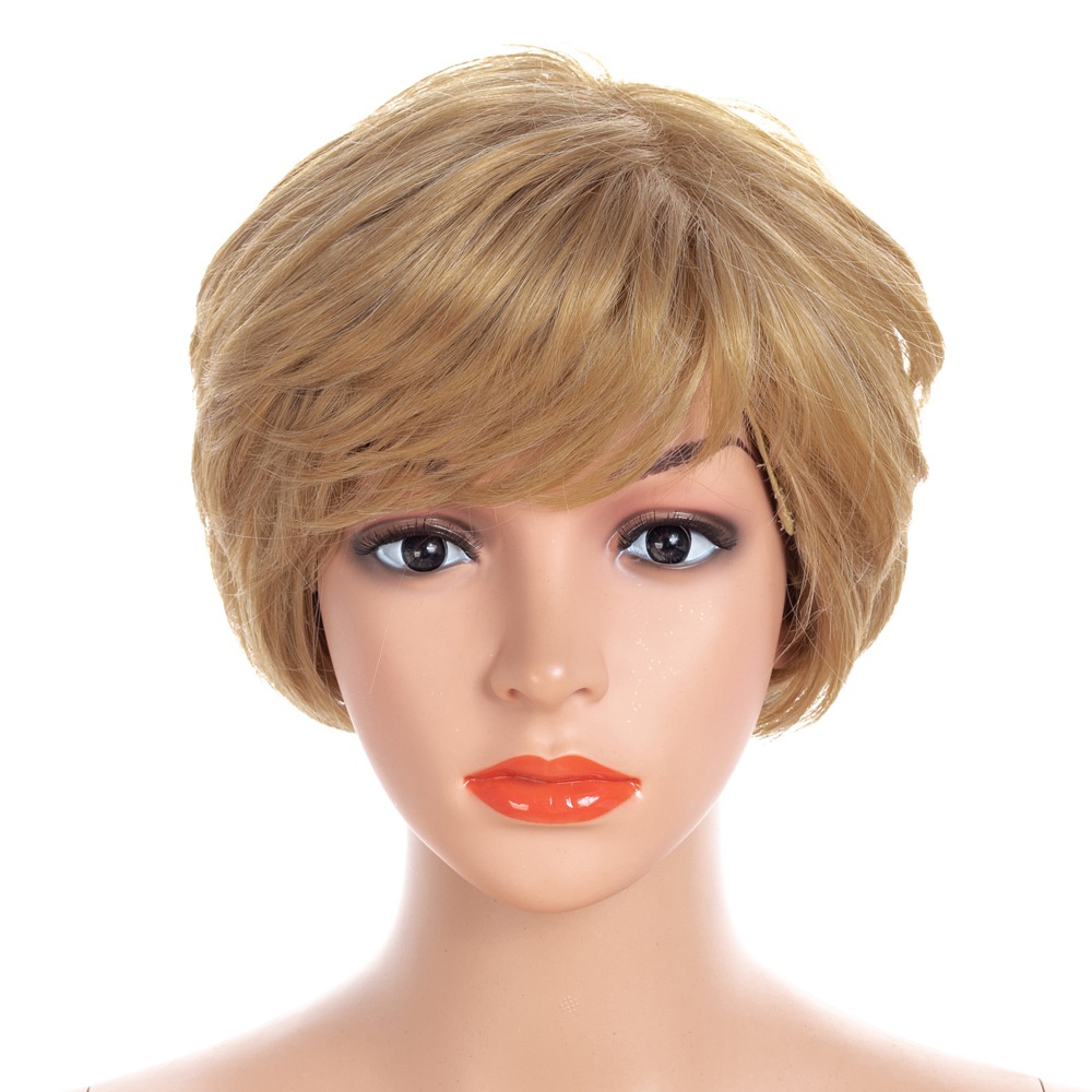 European And American Women's Wig Foreign Trade Short Curly Hair Wig Chemical Fiber Fluffy Fashion Slightly Curly Short Hair Wig