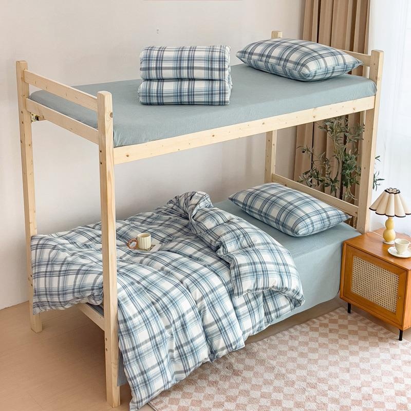 Pure Cotton Washed Cotton Student Bed Three-piece Set100 Cotton Sheets Quilt Cover Bed Sheet Dormitory Single Bedding Summer