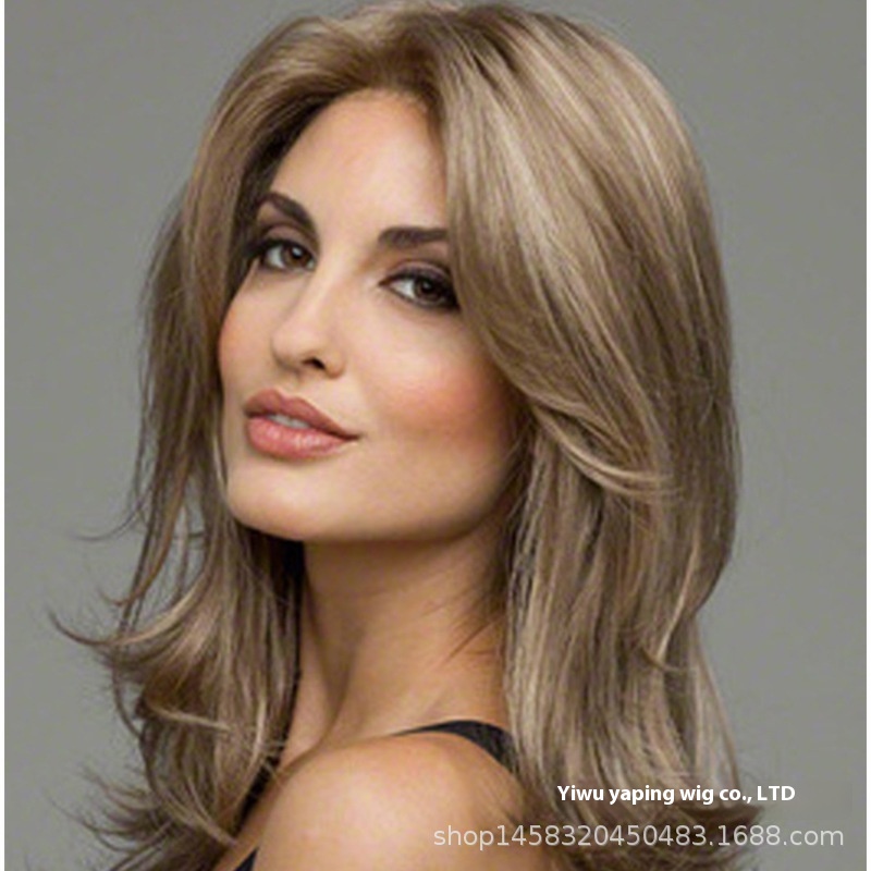 Hot-selling European And American Foreign Trade Ladies' Big Wave Medium-long Curly Hair Rose Mesh Chemical Fiber Headgear Ready For Shipment In One Piece