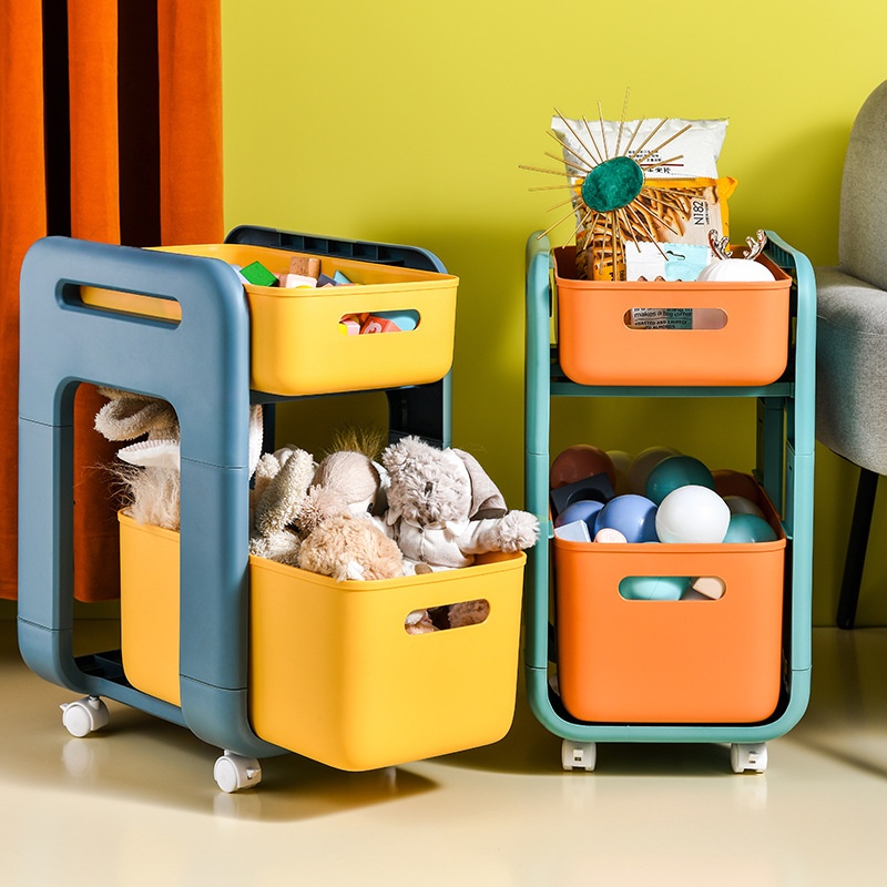 Movable Trolley Storage Rack Multi-layer Toys Snacks Book Storage Rack Cabinet Household Baby Products