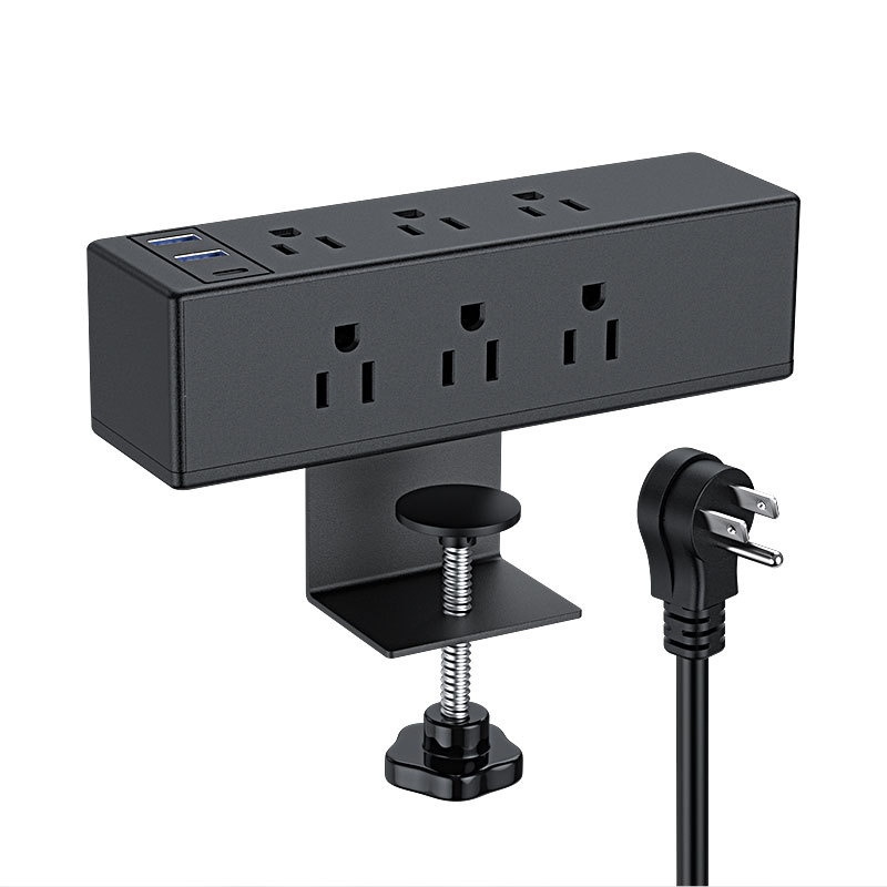 American Standard6 Power Sockets Type C18 WFast Charging Office Desktop Socket With Clamp Table Socket Twist Fixed