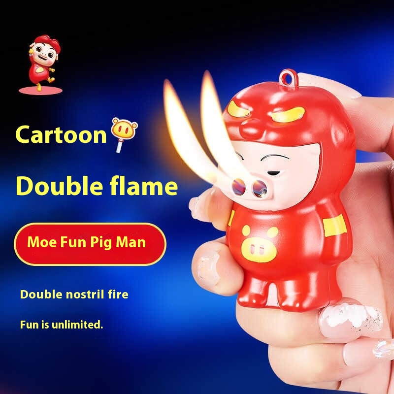 Pig Man Inflatable Double Fire Lighter Small Cute Cartoon Igniter Boyfriend