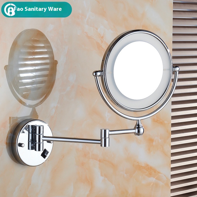 Processing And Customizing Punch-free Bathroom Cosmetic Mirror Hotel Bathroom Wall-mounted Magnifying Beauty Mirror L E D Mirror