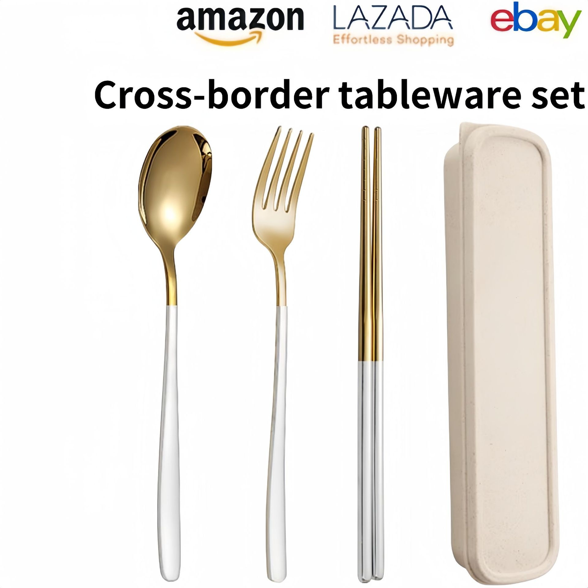 High-value Stainless Steel Portable Three-piece Set Of Spoon,Fork,Chopsticks,Spoon And Tableware For Work,Travel And Business Trip