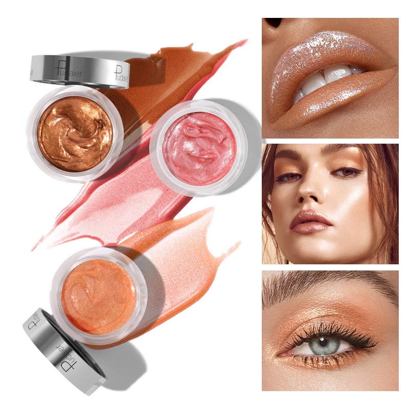 Pudaier10-color Liquid Blush Eye Shadow,Brightens Lips And Cheeks,Dual-purpose Contouring,Natural Fine Flash Highlight