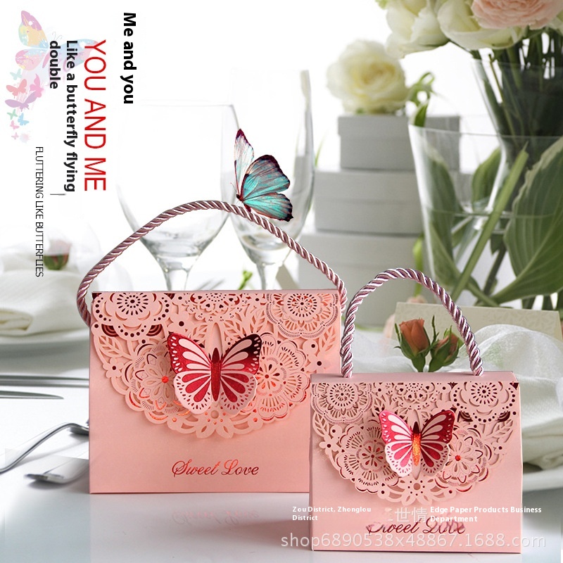 Wedding Candy Box, Wedding Paper Box, Hand-held Wedding Candy Box, Butterfly Hollow Gift Box, Sugar Box, Packaging Box