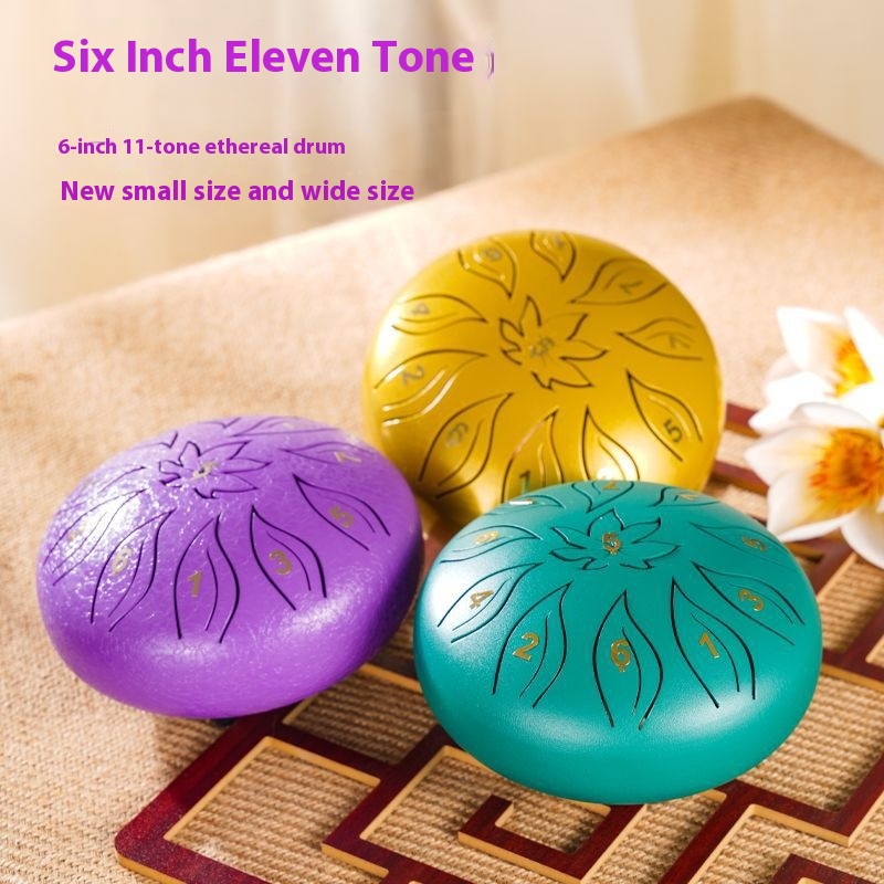 6-inch11-tone Steel Tongue Drum Ethereal Color Empty Drum Forgetful Drummer Disc Drum Musicaltrument Children's Toys For Beginners