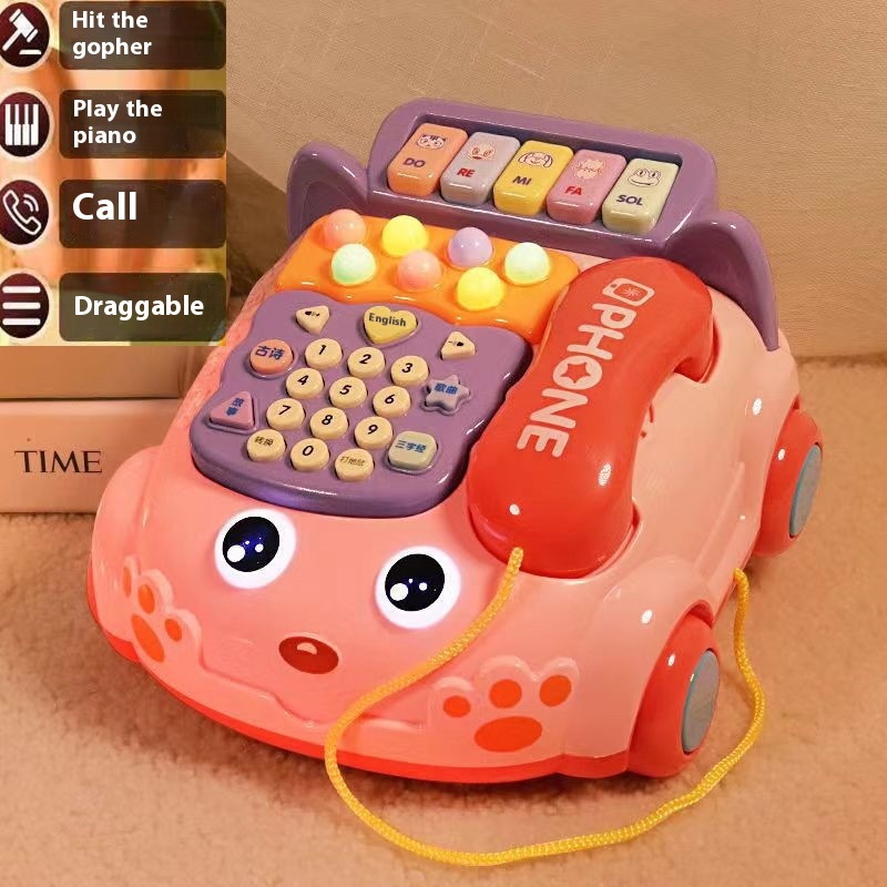 Children's Telephone Toy0-1-3 Years Old Baby Whack-a-mole Story Simulated Phone Call Piano Music Telephone