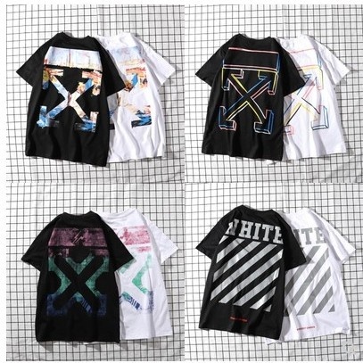 Off Ow White Monet Oil Painting Arrow T-shirt Unisex Loose Couple Outfit Limited Short Sleeve Tide19ss