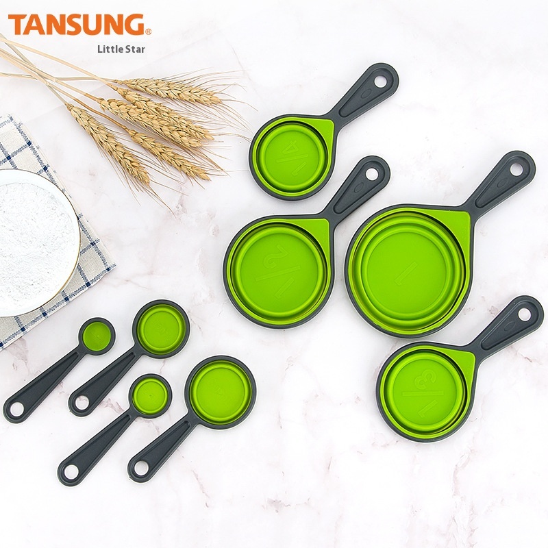 Silicone Folding Measuring Cup Measuring Spoon Grain Flour Shovel CUPWeighing Spoon Baking Tool4-piece Set Large