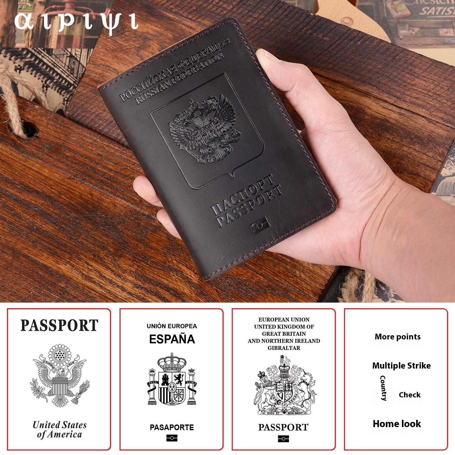 Genuine Leather Russian Passport Holder Document Holder Head Layer Cowhide Retro Boarding Card Wallet Card Holder Passport Book Ready In Stock