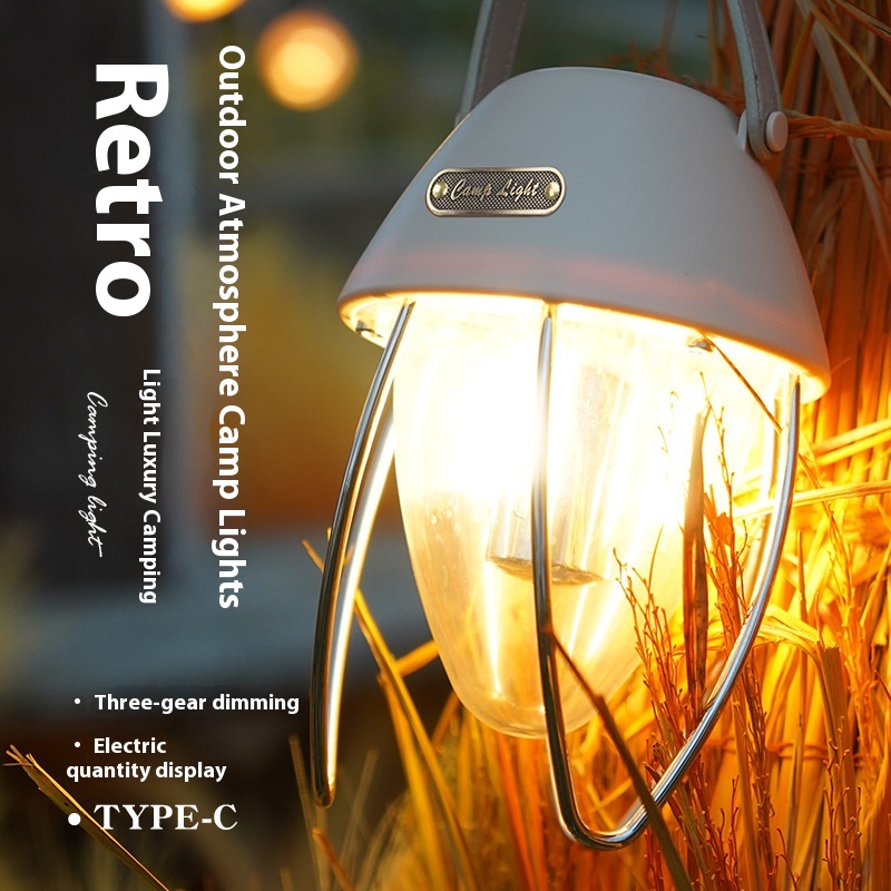 Camping Light Rechargeable Outdoor Mountain Camping White Light Warm Light Type-CRechargeable Tent Light