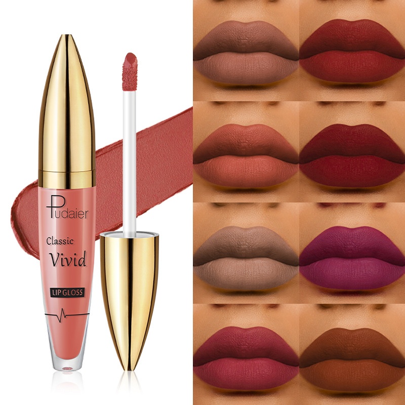 Foreign Trade Pudaier Matte Matte Hot Lip Glaze Liquid Lipstick European And American Velvet Nude Lip Gloss Lip Gloss