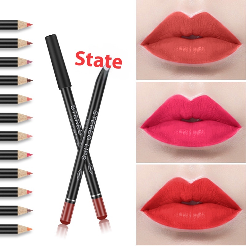 VIBELYEuropean And American Matte Non-Stick Lip Liner,12-Color Lip Pencil,Lipstick Makeup