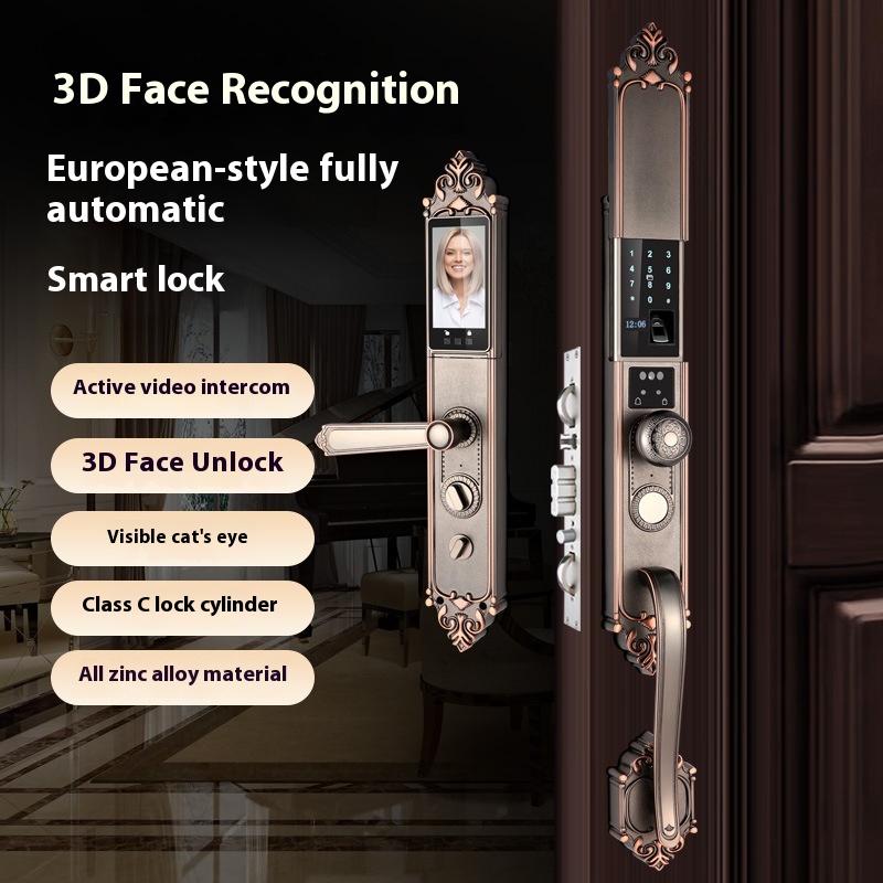 Villa Door Fingerprint Lock Courtyard Outdoor Face Recognition Smart Lock Zinc Alloy Fully Automatic Sliding Cover Password Lock