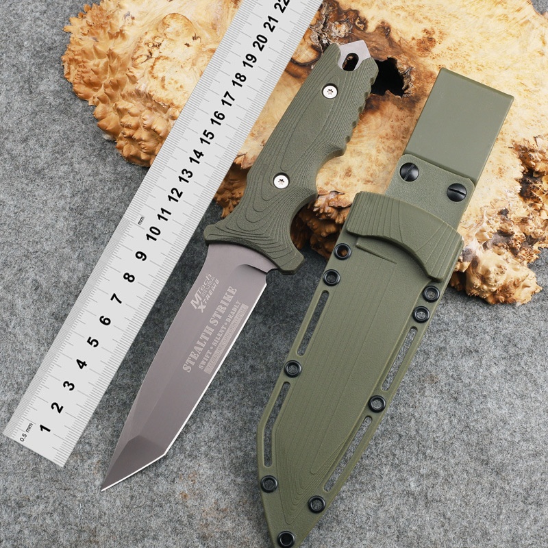 Outdoor Straight Knife High Hardness Sharp Outdoor Knife Survival Knife Tactical Fishing Self-defense Camping Portable Knife