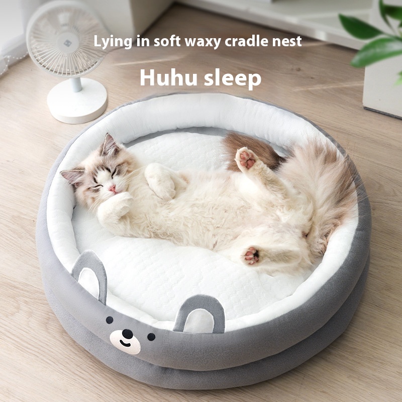 Round Cat Bed Universal Dog Bed For All Seasons Small And Medium-sized Dogs Teddy Cat Open Autumn And Winter Pet Bed Pad