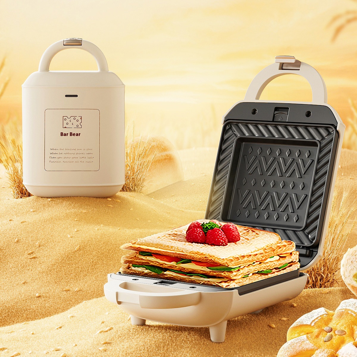 Bear SMZ-J07 S1 Sandwich Maker Breakfast Maker Toast Bread Maker Waffle Maker Detachable Double Tray Thickened