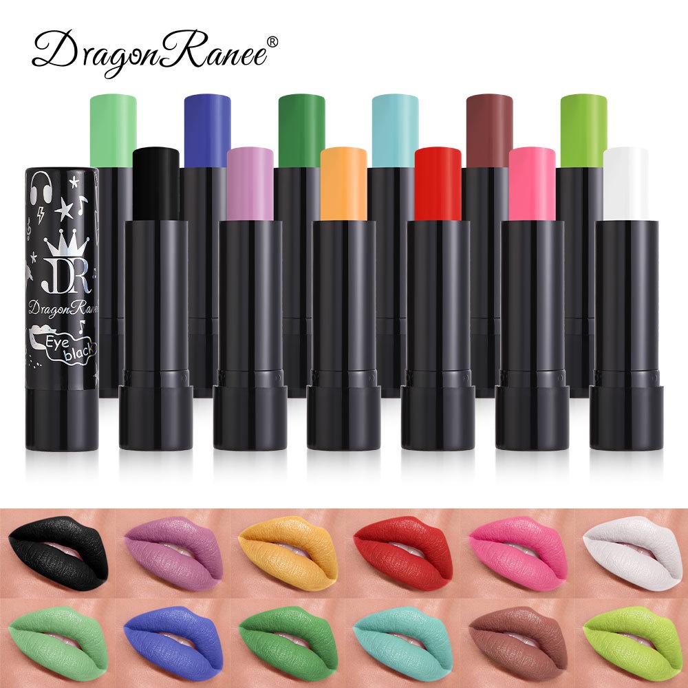 Matte Lipstick,Dark Gothic Style,Purple,Red,Green,White Lip Colors,Face Black Paint For European And American Makeup