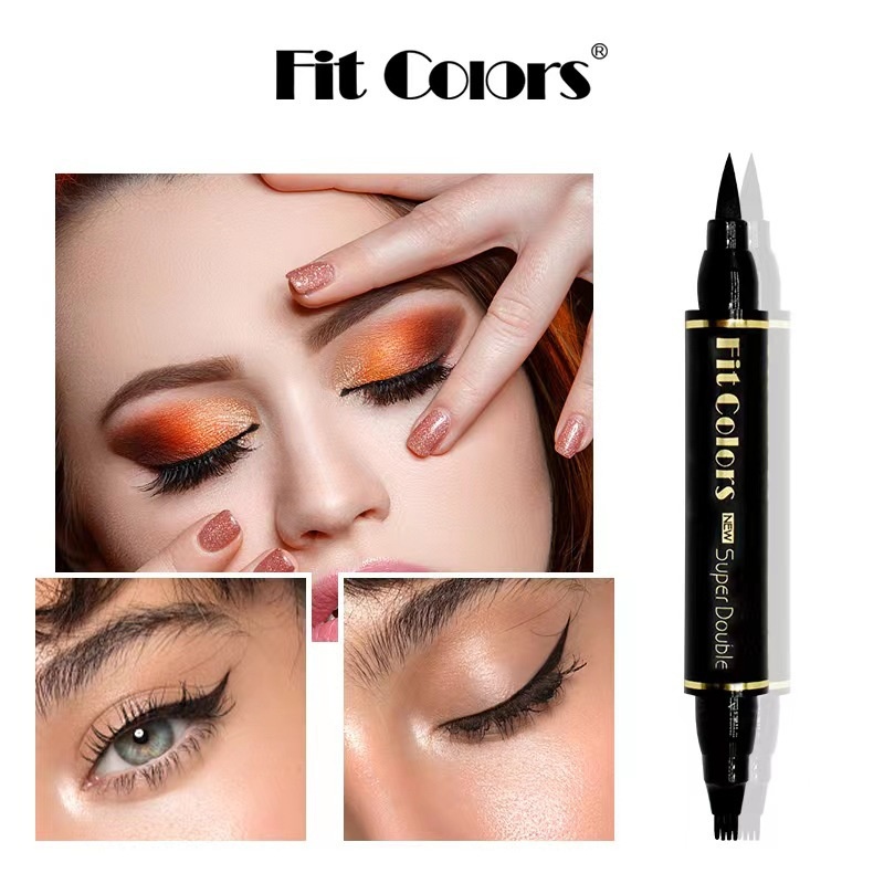 Dual-Ended Four-Prong Brow Pen And Eyeliner,Sweat-Resistant,Long-Lasting,Smudge-Proof Four-Prong Brow Pen"