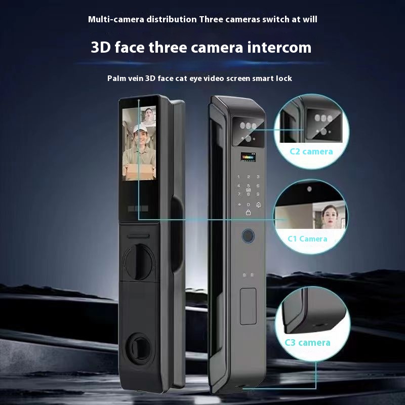 Dongfang3 DFace Recognition Smart Anti-theft Electronic Door Lock Three-camera Dual-electric Monitoring Home Password Lock Smart Door Lock