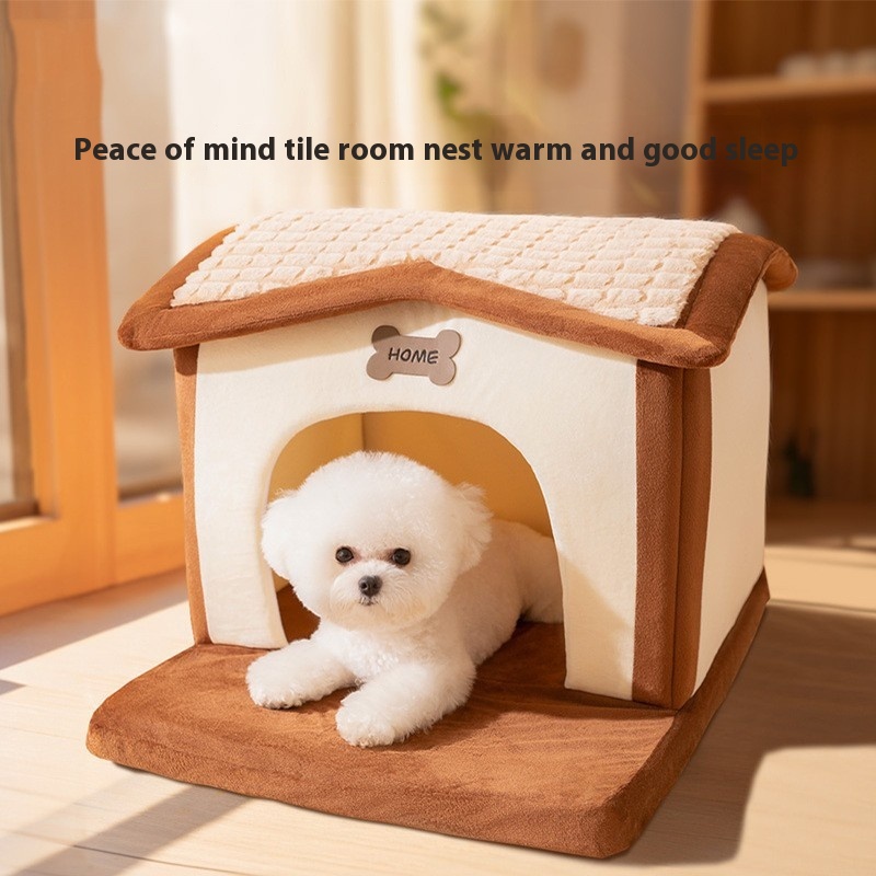 Dog Kennel Four Seasons Universal Tile House Cat Kennel House Type Villa Closed Thick Warm Teddy Pet Kennel Mat
