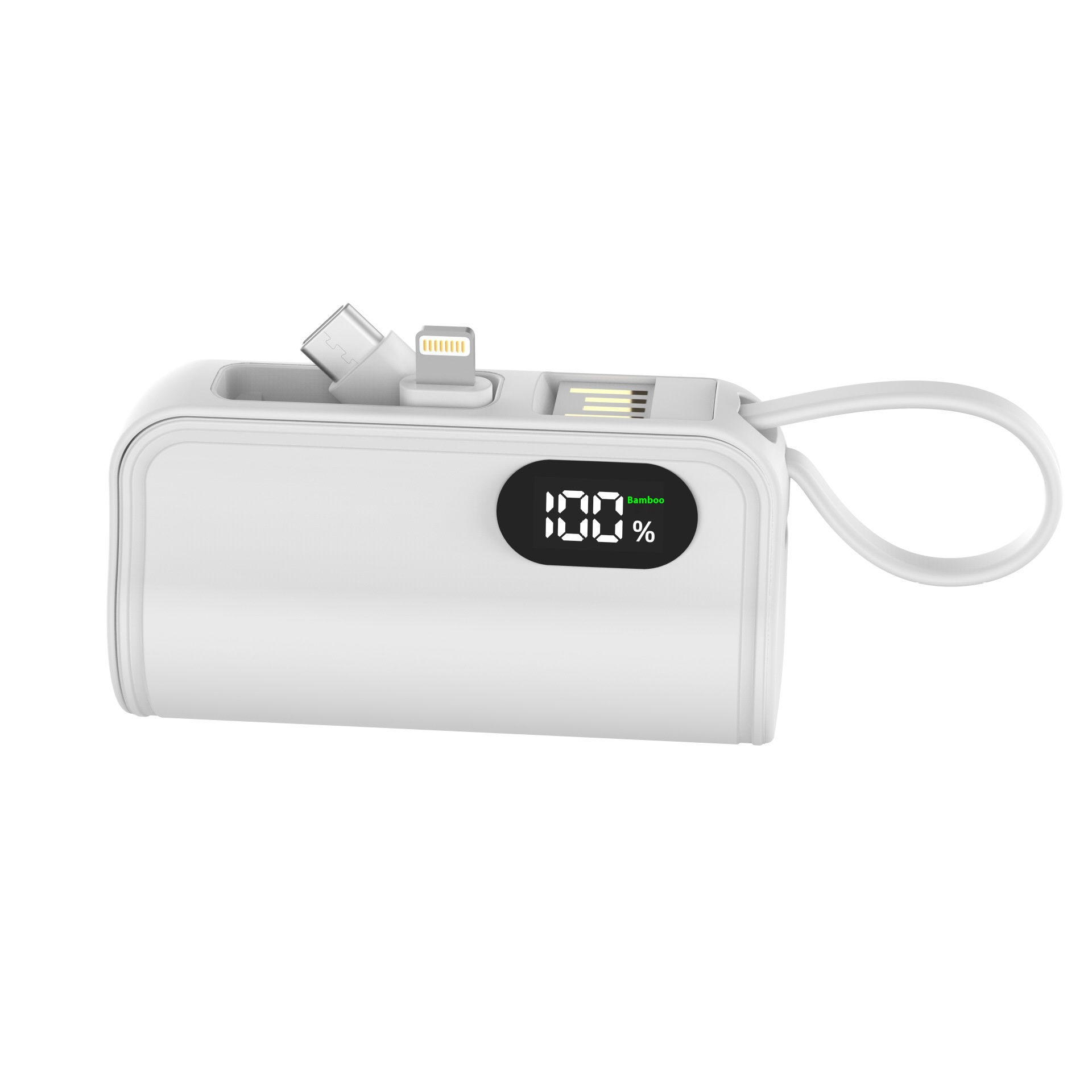 Style Pocket Emergency Capsule Power Bank With Built-in Cable5000 MAh Small Portable Mobile Power